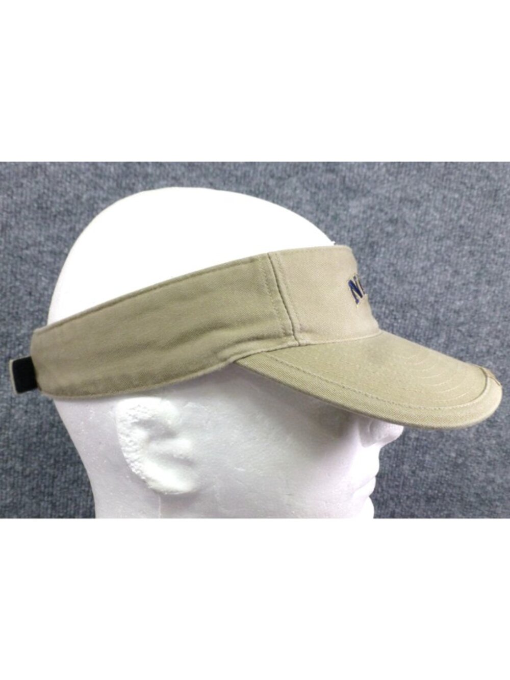 Nike Pro Classics Khaki Adjustable Sports Visor Hat With Navy Embroidered Logo - Picture 3 of 10